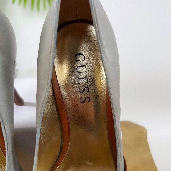 Womens Guess Old Money Classy Leather Peep-Toe Stiletto Buckle Heels / 5.5 - Picture 8 of 9